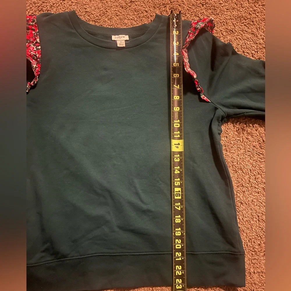 J Crew Factory Floral Ruffle Shoulder Sweatshirt - Picture 7 of 9